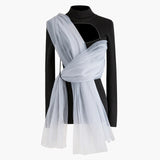 [EAM] Black Mesh Hollow Out Knitting Sweater Loose Fit Turtleneck Long Sleeve Women Pullovers New Fashion Tide Spring 2020 1N408