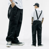 Suspenders Trousers Mens Streetwear Hip Hop Overalls Canvas Cloth Cargo Pants Work Casual Pant Men