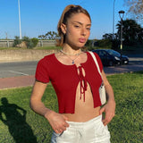 Female Cardigan Crop Tops Women Summer Knitted Cardigans Short Sleeve Fashion Casual Basic Lace Up Short Women's Clothing