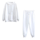 Tangada 2021 Autumn Winter Women tracksuit thick fleece 100% cotton suit 2 pieces sets hoodies sweatshirt and pants suits 6L17
